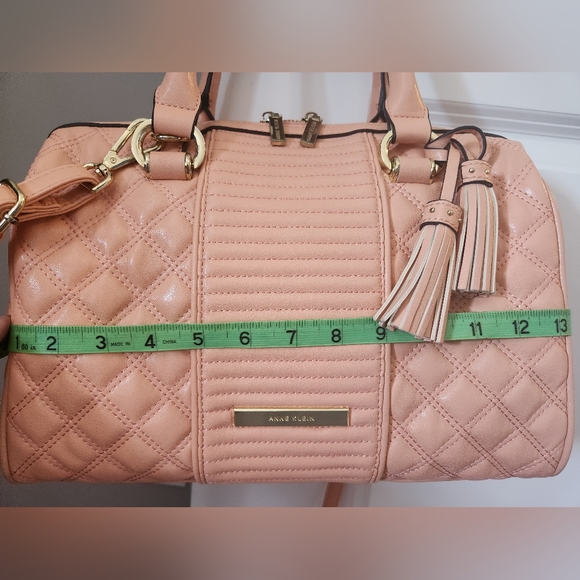 Anne Klein Faux Leather Quilted Satchel Bag in Peach; Brand-New Without Tags - Picture 13 of 16